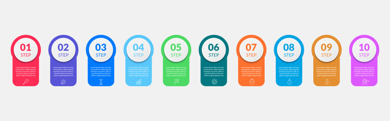 Vector Infographic design business template with icons and 10 options or steps. - obrazy, fototapety, plakaty