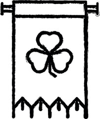 Patrick day, banner, clover, flag, luck vector icon in grunge style
