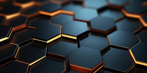 3d backgrounds black hexagons texture, fragmented forms, selective focus