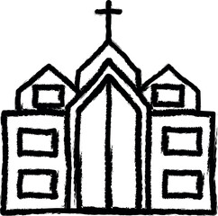Church vector icon in grunge style