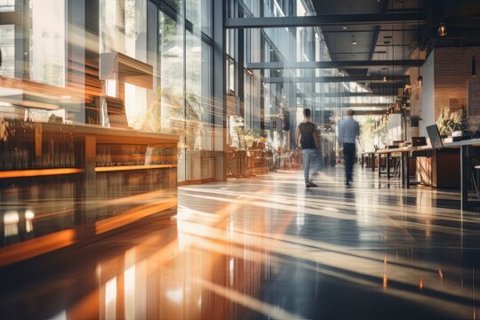 Modern Office Interior With Warm Sunlight, Ideal For Corporate Design Themes And Professional Lifestyle Imagery.