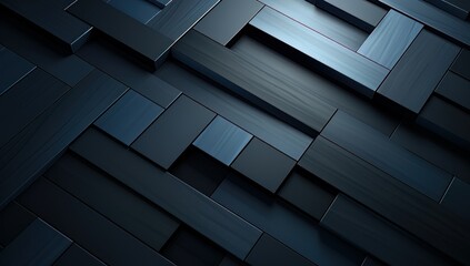 dark wall background pattern on blue background, in the style of multi-layered geometry, isometric, realistic textures - obrazy, fototapety, plakaty