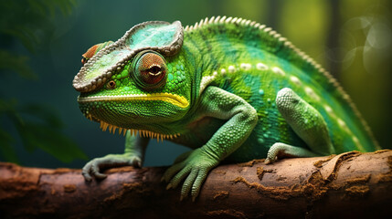 portrait of a cute funny chameleon - Chamaeleo.Generative AI