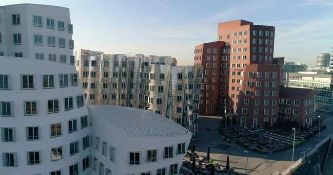 Aerial view of the Skyline of D&uuml;sseldorf Medienhafen