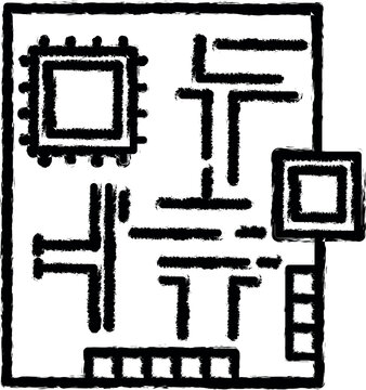 electronic, protoboard vector icon in grunge style