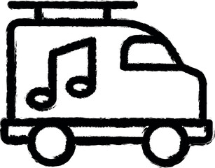 Music caravan vector icon in grunge style