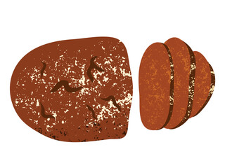 Rye bread loaf with slices isolated on a white background. Vector