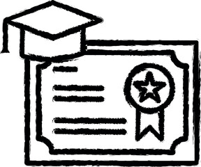 Diploma label school vector icon in grunge style