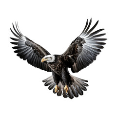 Bald eagle in flight isolated on white background transparent background