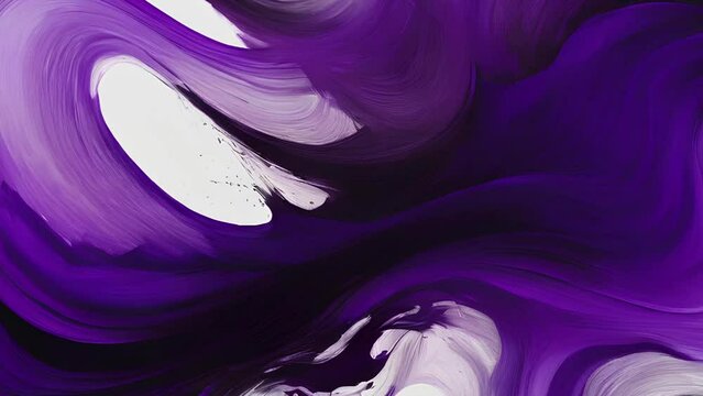 Floating artwork of purple and white waves on a random loop. Abstract wallpaper video