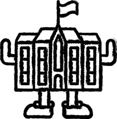School building education vector icon in grunge style