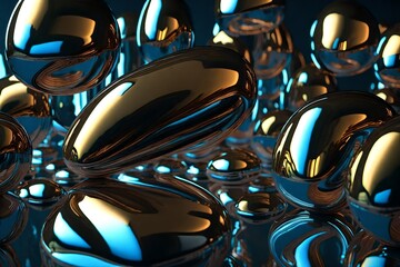 Dive into the realm of sophistication with a set of 3D chrome abstract liquid shapesa?"imagine inflated metal objects brought to life in a realistic render, forming an exquisite vector elements set.