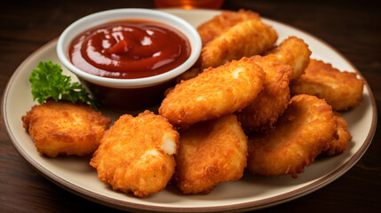 Chicken nuggets with ketchup sauce