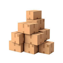 Fototapeta premium Stack of cardboard boxes isolated on transparent background