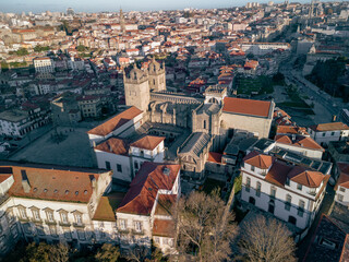 Portugal, Porto, Cathedral Se, aerial view