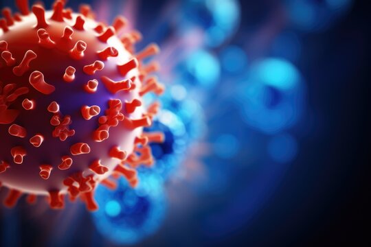 Virology, disease, covid virus, cold flu, bacteria. Antibody and body immunity fights viruses in the body, vitamins, medicine, deadly disease