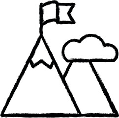 mountain heights vector icon in grunge style