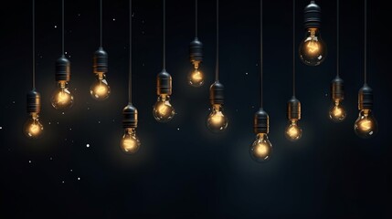 Fototapeta na wymiar Numerous light bulbs emitting bright light floating in the darkness. Generative AI