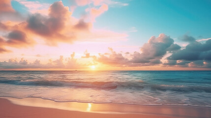 Fototapeta na wymiar Beautiful sunset on the beach. Seascape. Nature background.