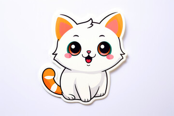 White cartoon cat sticker