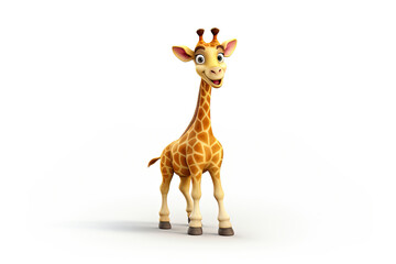 Cute 3d cartoon giraffe isolated on white background - obrazy, fototapety, plakaty