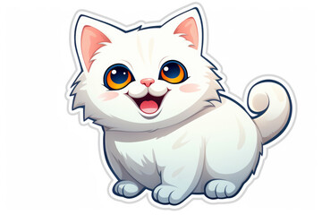 White cartoon cat sticker