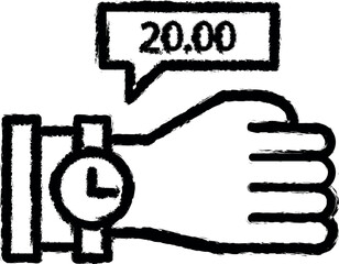 Time management, clock, date, late, time, watch vector icon in grunge style