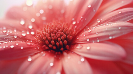 Close up of pink gerbera daisy flower with water drops.