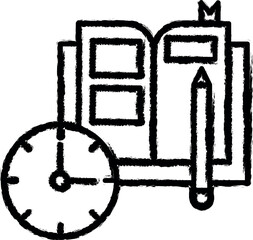 Time management, book, document, documentary, note, record vector icon in grunge style