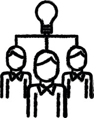 Time management, team work, brainstorming vector icon in grunge style