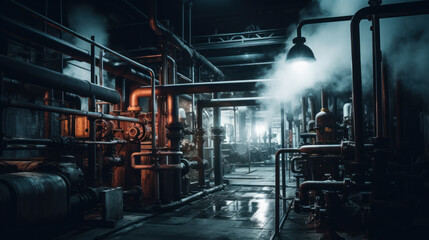 industrial plant interior - obrazy, fototapety, plakaty