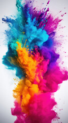 Colorful abstract paint explosion isolated on white background. Abstract colored background.