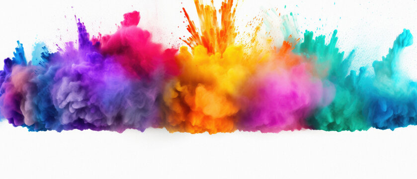 Colorful explosion of paint on a white background. Abstract background.