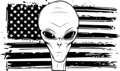 Vector outline alien head vector illustration design - 685134713