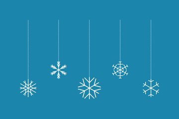 Fototapeta na wymiar Merry Christmas and Happy New Year. Snowflake christmas vector decoration. Happy xmas christmas new year, decorative snowflakes hanging. Vector illustration.