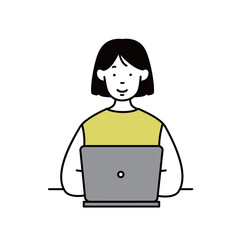 パソコン操作をするビジネスパーソン 主婦のイラスト素材