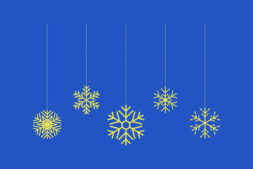 Naklejka na ściany i meble Merry Christmas and Happy New Year. Snowflake christmas vector decoration. Happy xmas christmas new year, decorative snowflakes hanging. Vector illustration.