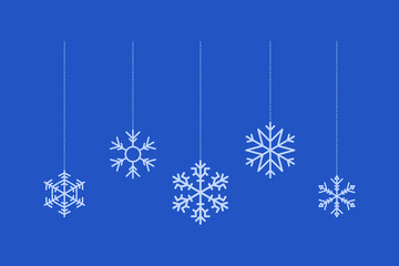 Merry Christmas and Happy New Year. Snowflake christmas vector decoration. Happy xmas christmas new year, decorative snowflakes hanging. Vector illustration.