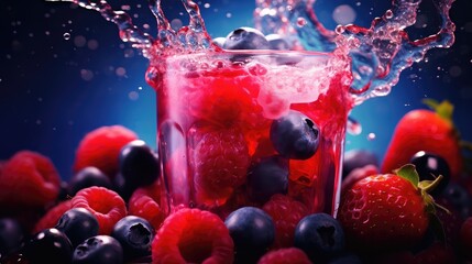 3d juice cocktail drink berry illustration fruity beverage, burst dessert, rasp orange 3d juice cocktail drink berry - obrazy, fototapety, plakaty