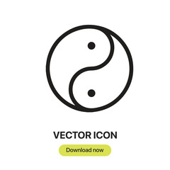 Yin Yang icon vector. Linear-style sign for mobile concept and web design. Yin Yang symbol illustration. Pixel vector graphics - Vector.	