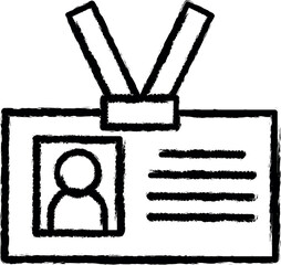Workplace, id card vector icon in grunge style