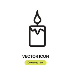 Candle icon vector. Linear-style sign for mobile concept and web design. Candle symbol illustration. Pixel vector graphics - Vector.	