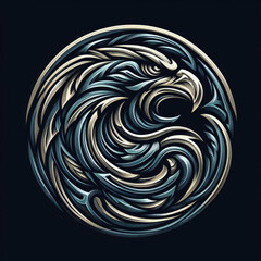 3d eagle logo carving and engraving on dark background