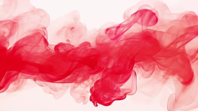 Realistic red smoke on white background. AI generated animation. High quality 4k footage