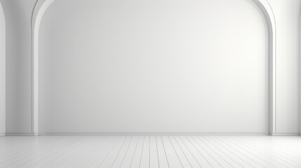 White wall room with rounded edge. White background for product mockup.
