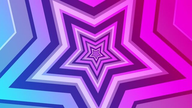 Vibrant colorful repeating rounded star pattern abstract background. This fun, cheerful pink and blue gradient animation is full HD and a seamless loop.