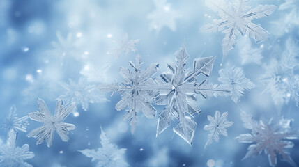 Fototapeta na wymiar Snow crystals background, wintry look 