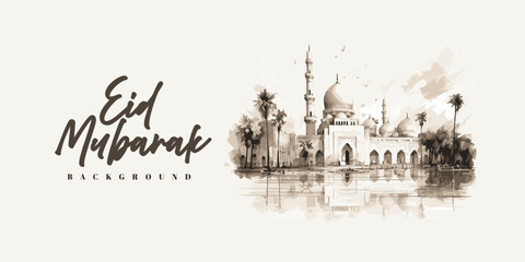 Eid mubarak background design illustration