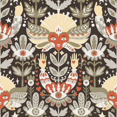 Artistic abstract design with flowers, prints