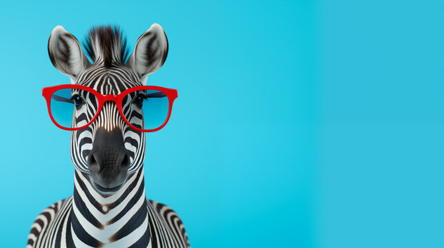Funny zebra with glasses.
